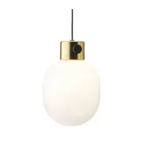 a white and gold light hanging from a ceiling