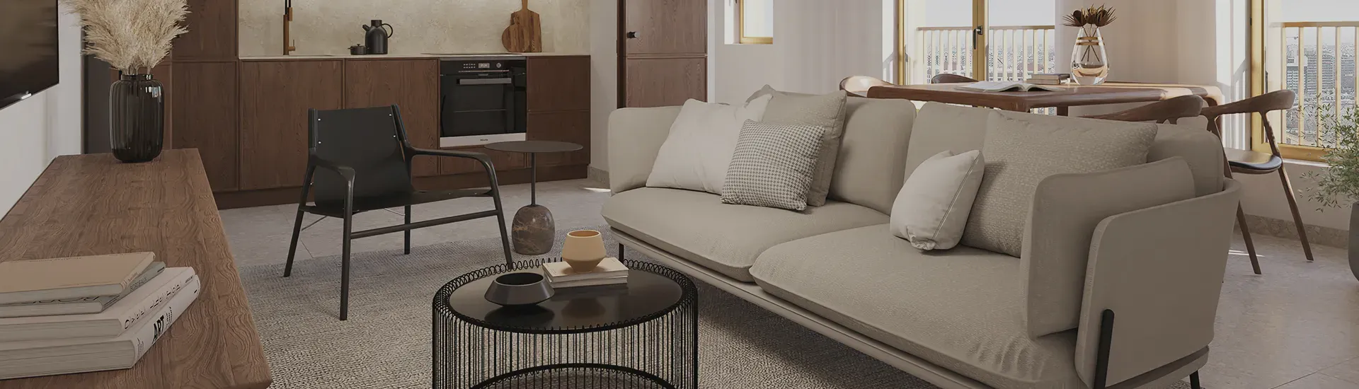 a living room filled with furniture and a flat screen tv