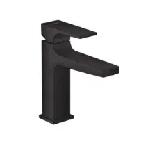 a black faucet on a white background