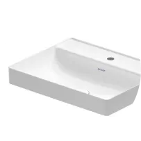 a white bathroom sink with a square bowl