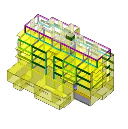 a 3d image of a building with multiple levels