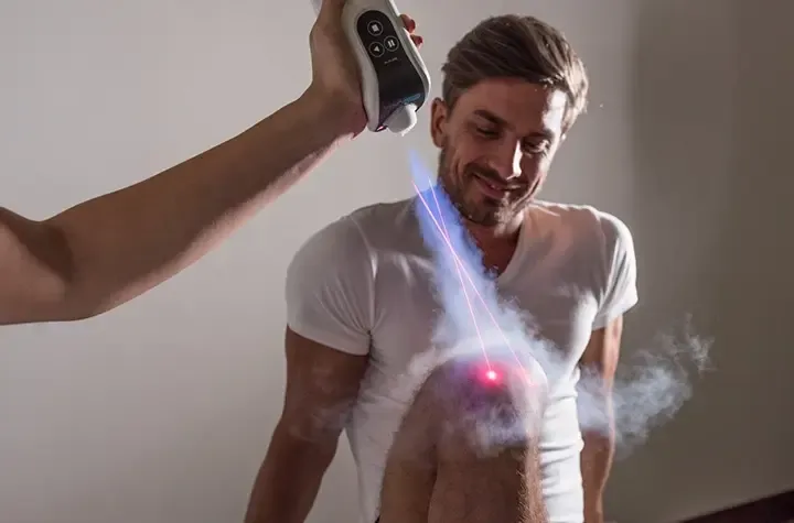 A man getting a targeted cryotherapy treatment